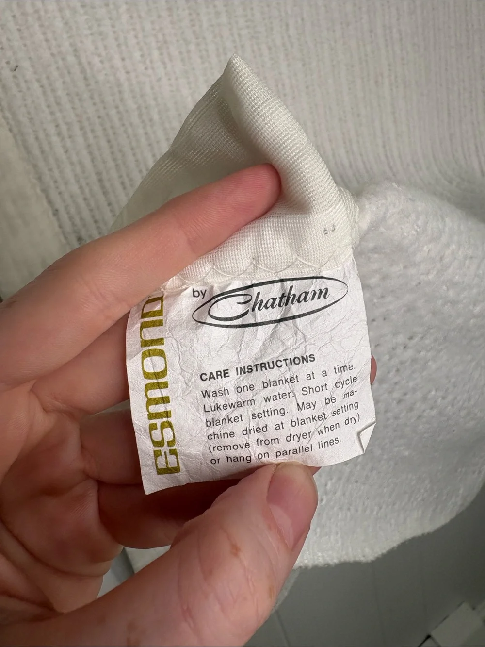 Chatham Vintage Edmond Waffle Knit Blanket White Satin Trim Baby Crib Blanket